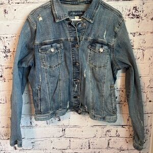 Maurices Light Blue Distressed Jean Jacket